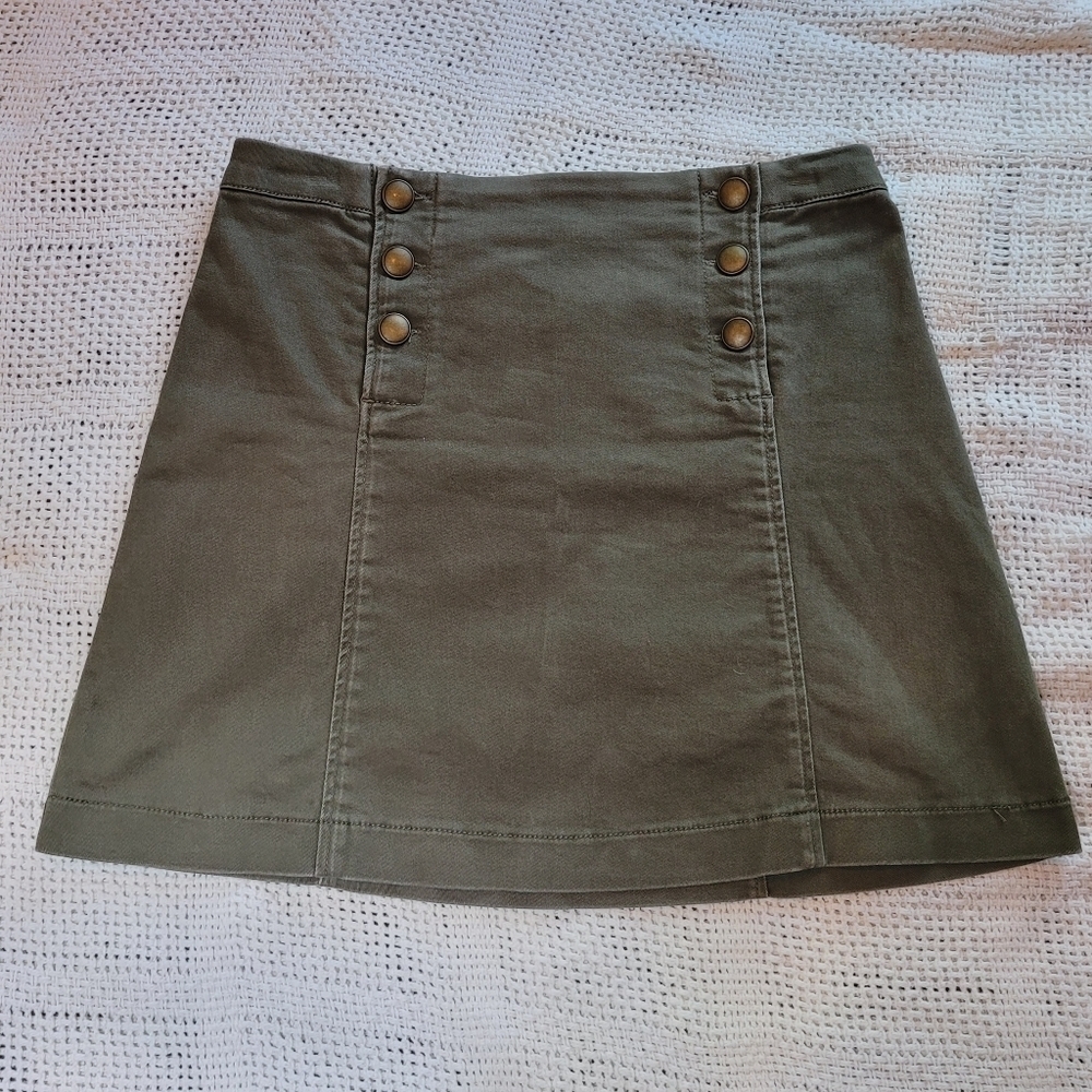 Abercrombie & Fitch Dressed up Green Jean Mini Skirt with Double Down Buttons